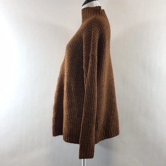 Maurices Caramel Brown Knit Mock Neck‎ Sweater Womens XS Cotton Acrylic Pullover - Picture 4 of 10